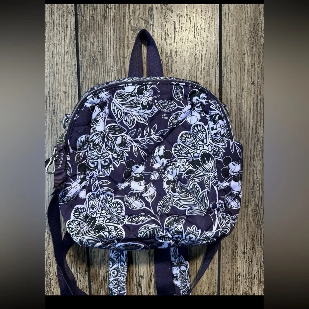 Vera Bradley Convertible Small Backpack Mickey & Minnie’s Flirty Floral Tonal
